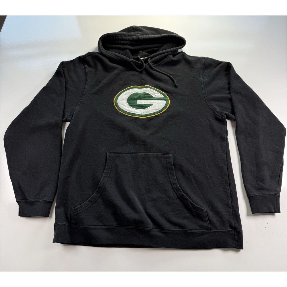Green Bay Packers Black Hoodie Sweatshirt NFL Team Apparel Sz M Embroidered logo